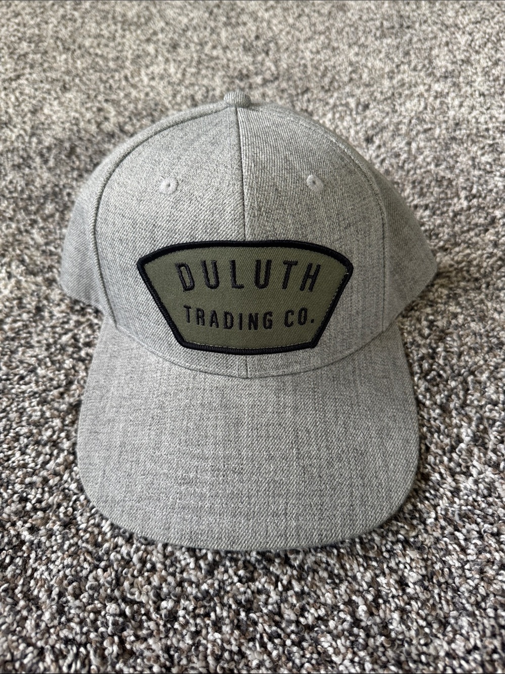 Duluth Trading Co Gray Patch Hat with Olive Logo